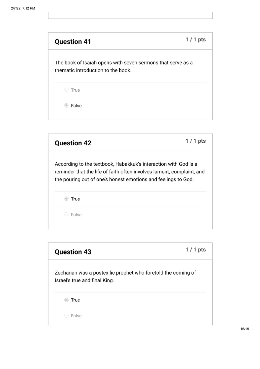 Quiz The Old Testament Books of Prophecy - Page 8