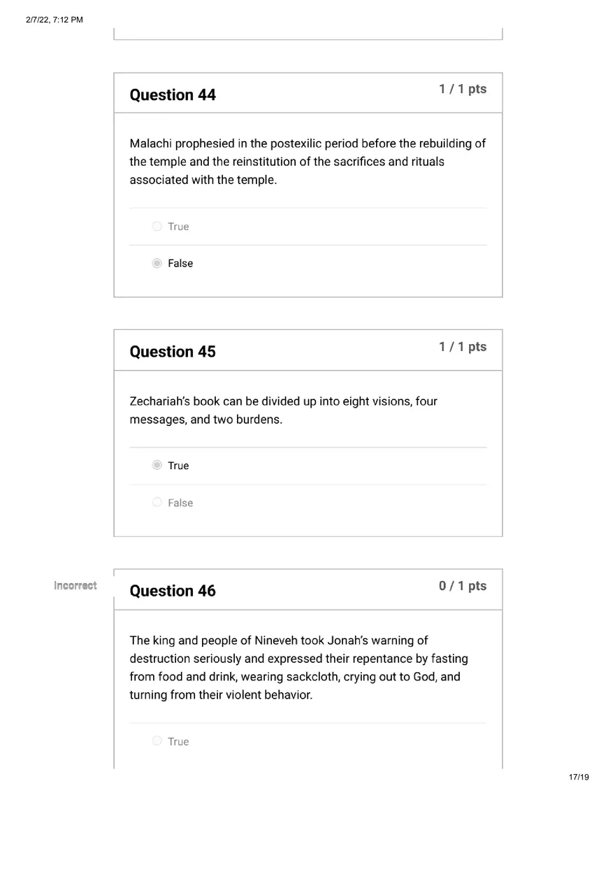 Quiz The Old Testament Books of Prophecy - Page 9