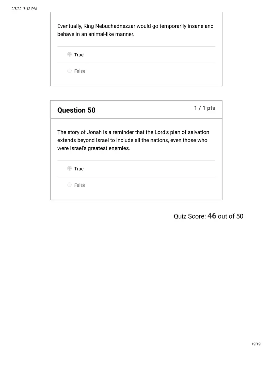 Quiz The Old Testament Books of Prophecy - Page 11