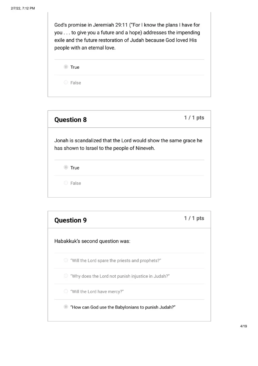 Quiz The Old Testament Books of Prophecy - Page 13