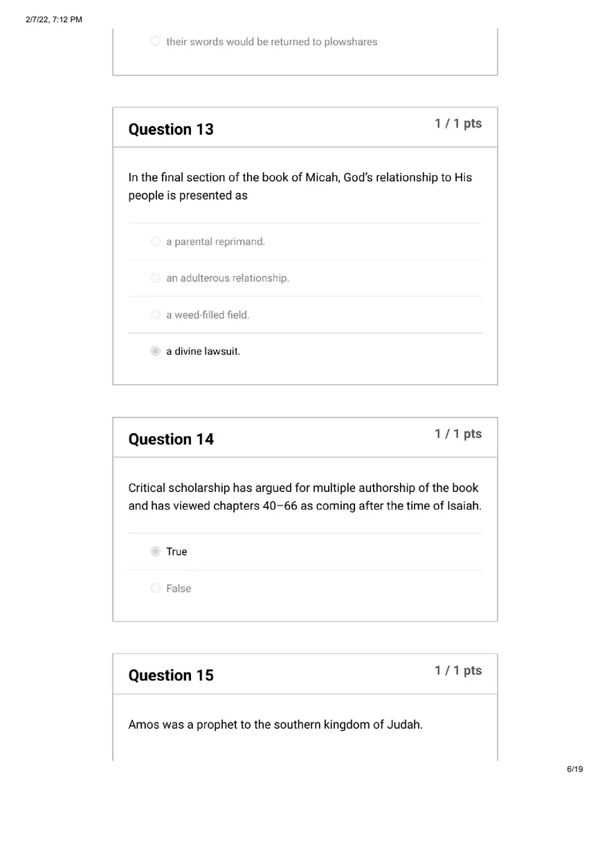 Quiz The Old Testament Books of Prophecy - Page 15