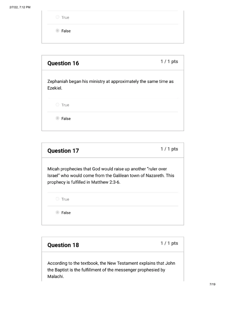 Quiz The Old Testament Books of Prophecy - Page 16