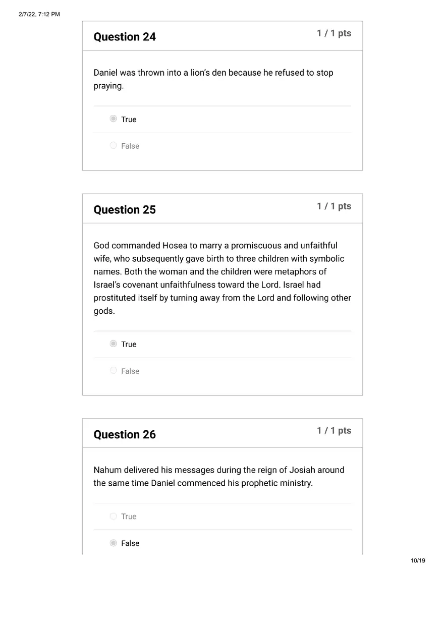 Quiz The Old Testament Books of Prophecy - Page 19