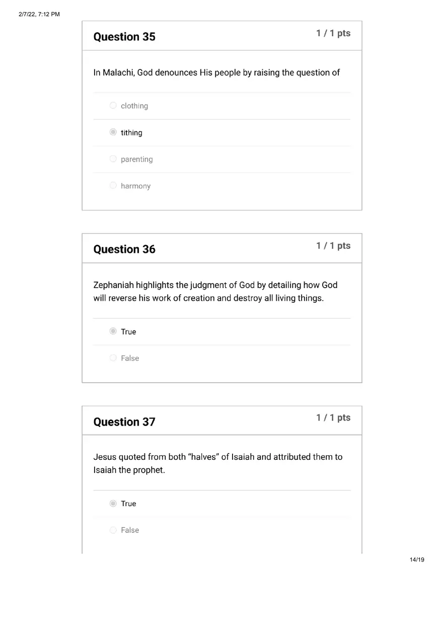 Quiz The Old Testament Books of Prophecy - Page 6