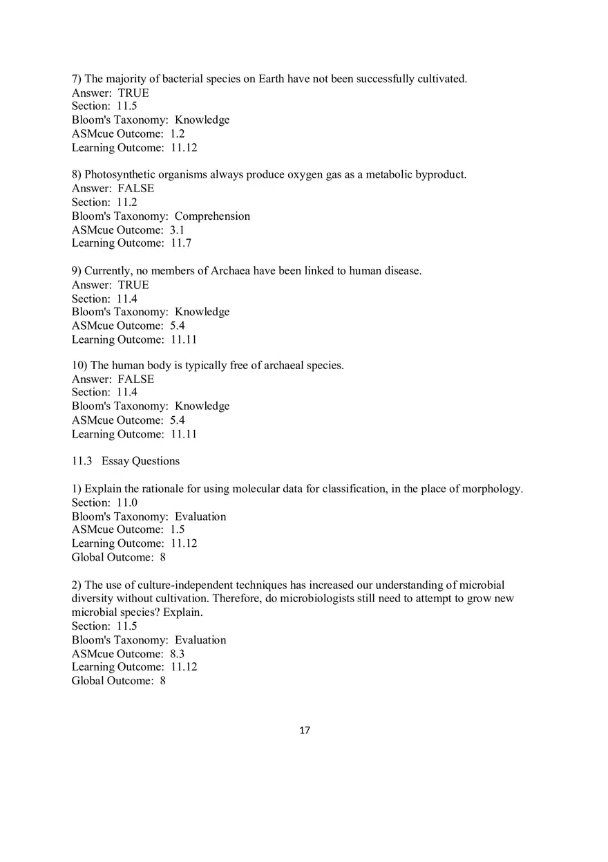 Chapter 11 The Prokaryotes Domains Bacteria and Archaea True False Essay - Page 2