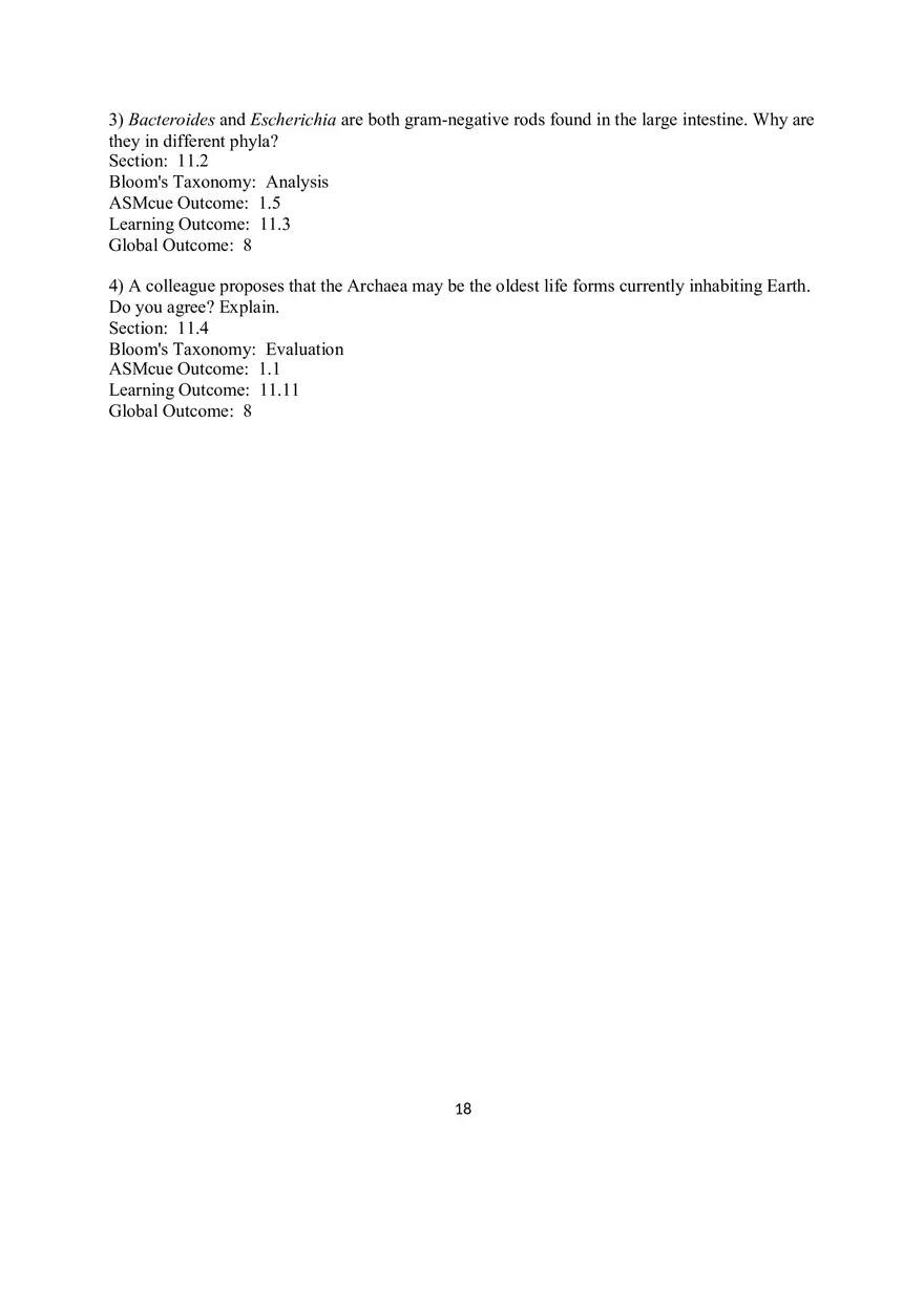 Chapter 11 The Prokaryotes Domains Bacteria and Archaea True False Essay - Page 3