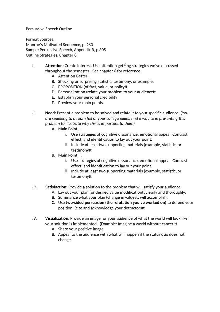 Persuasive Speech Outline - Page 1