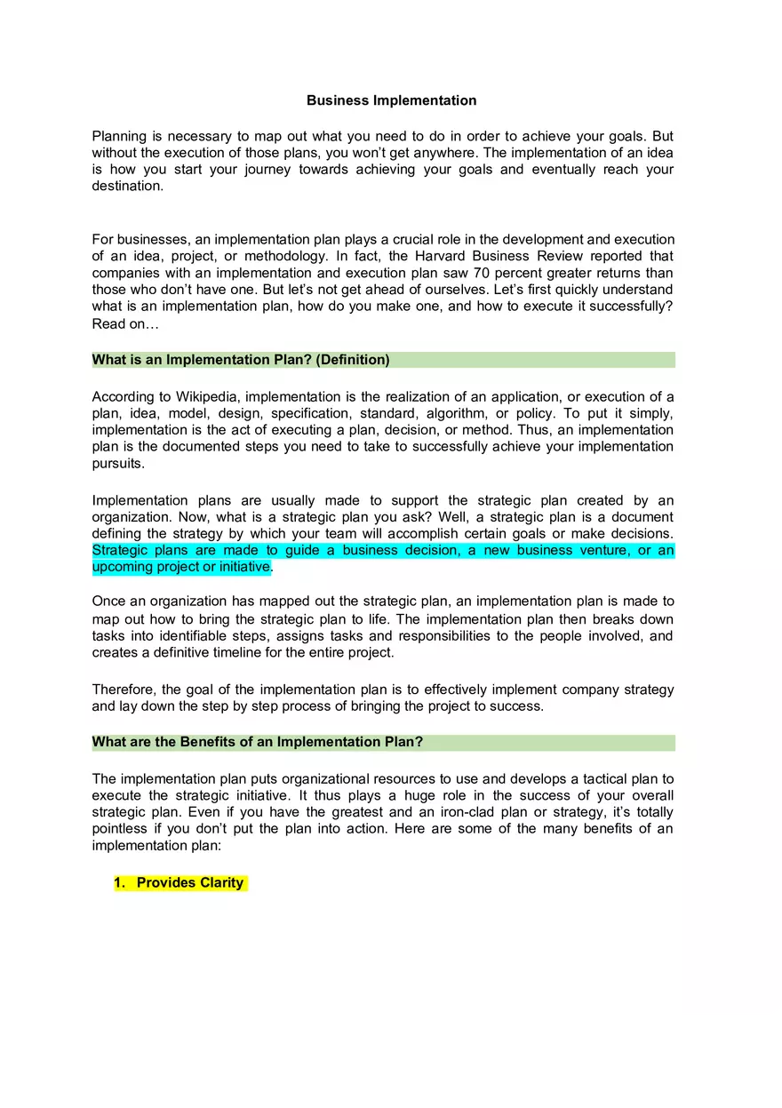 Business Implementation - Page 1