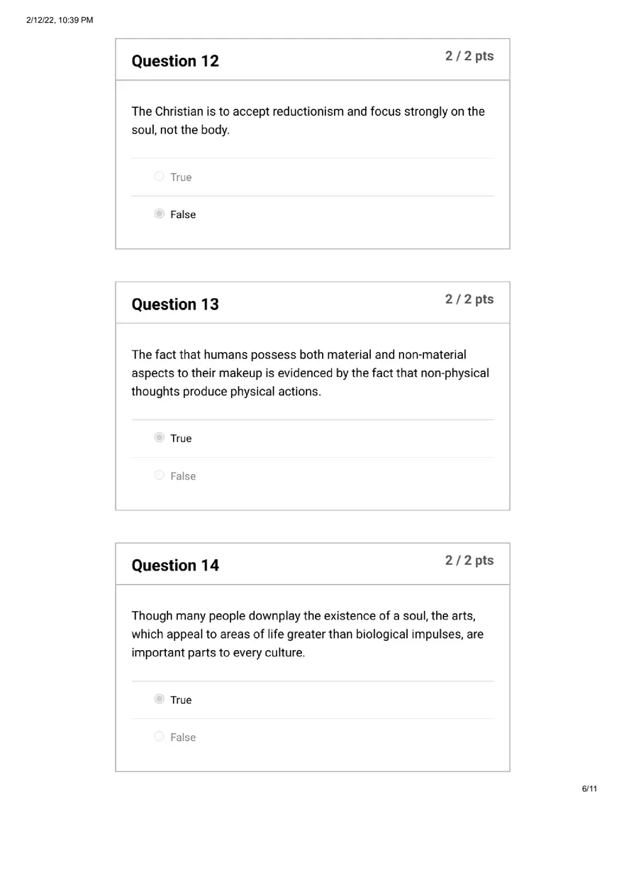 Quiz Introduction to the Study of Humanity and Sin - Page 7