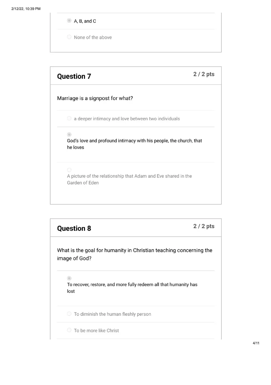 Quiz Introduction to the Study of Humanity and Sin - Page 5