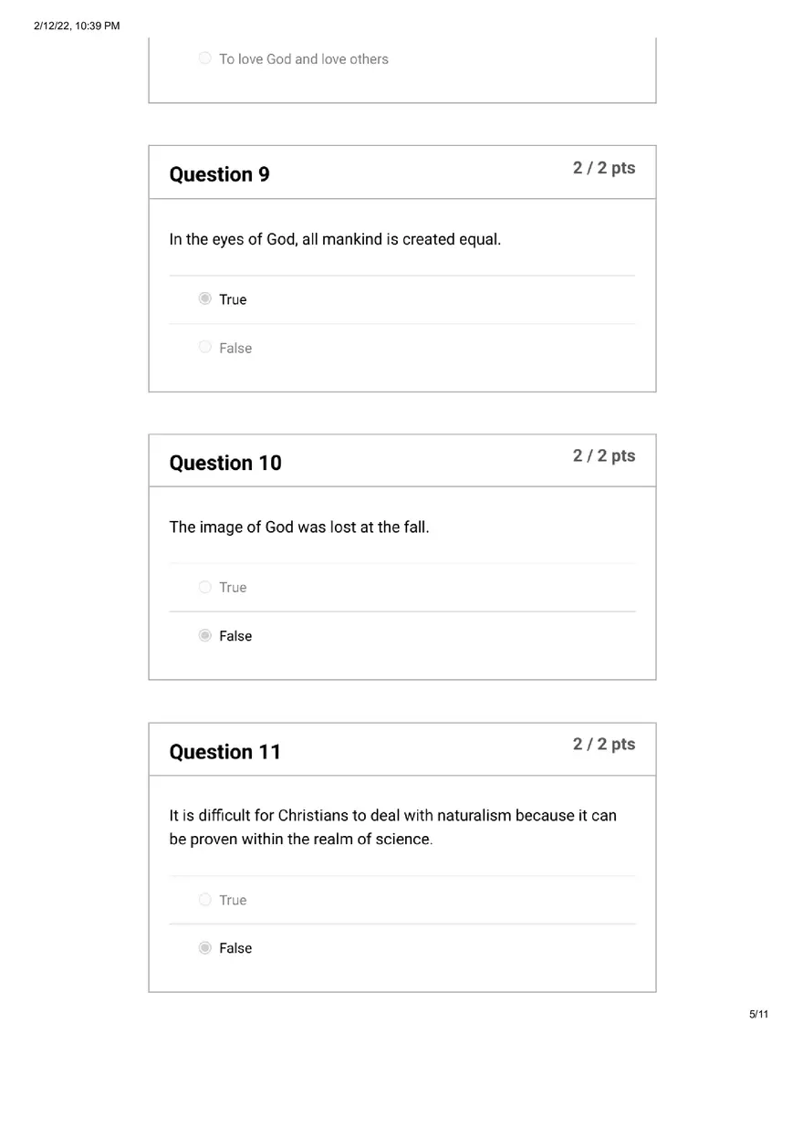 Quiz Introduction to the Study of Humanity and Sin - Page 6