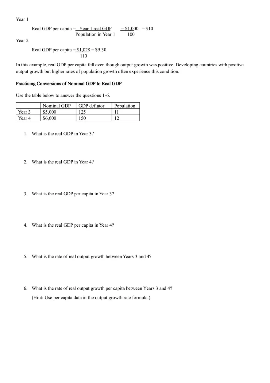 Real vs. Nominal GDP Practice - Page 2
