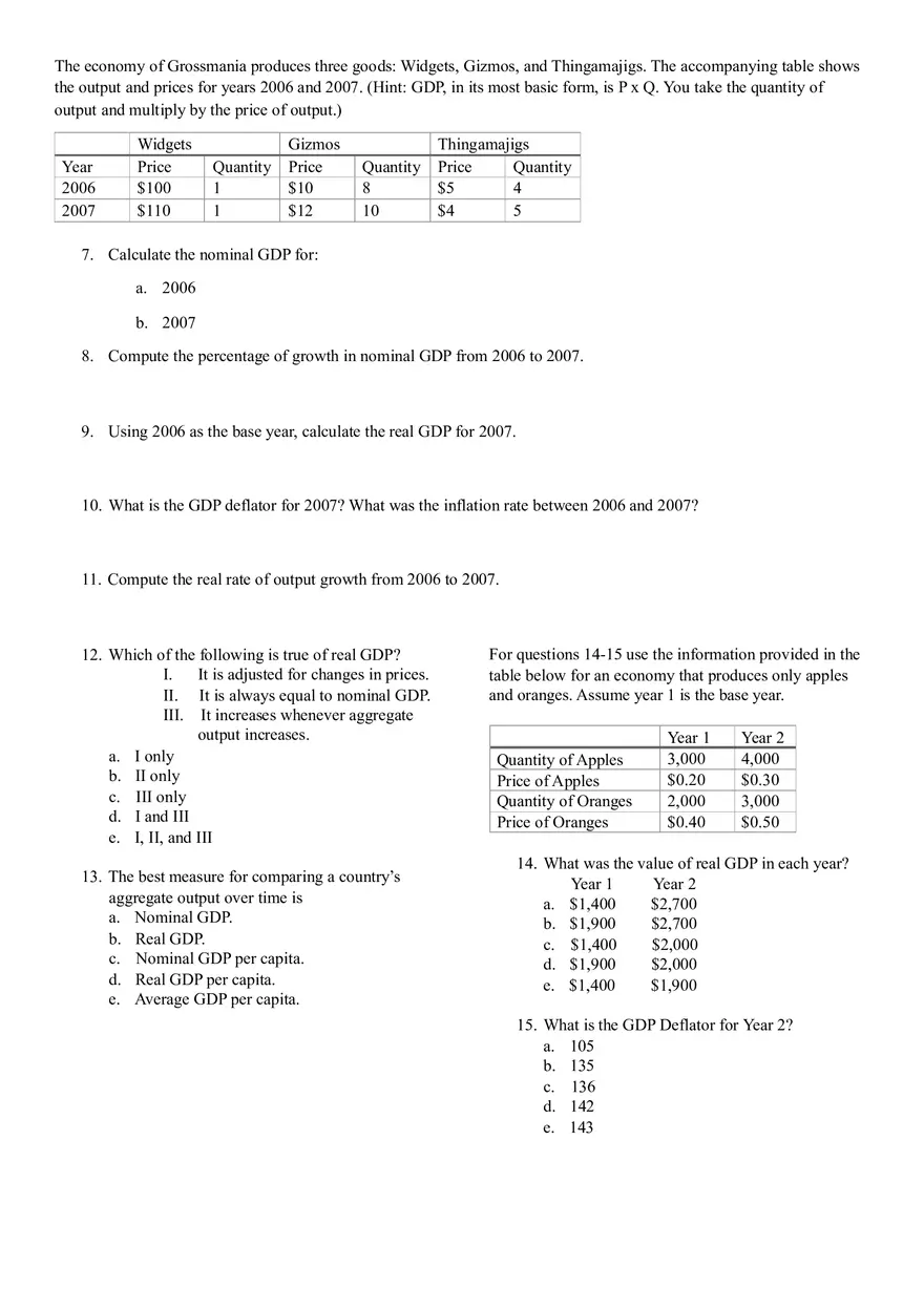 Real vs. Nominal GDP Practice - Page 3