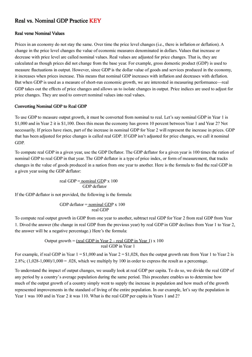 Real vs. Nominal GDP Practice - Page 4