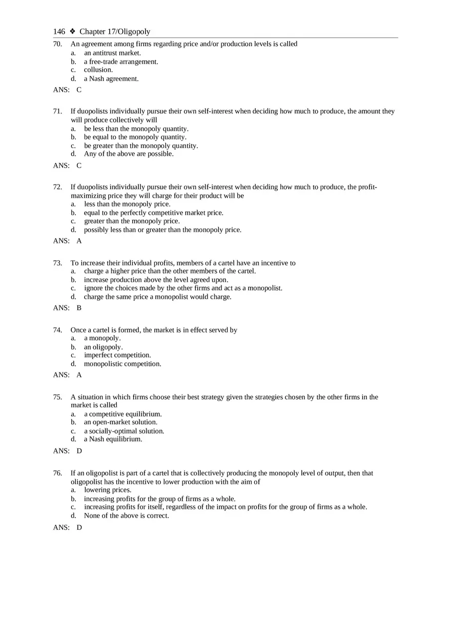 Chapter 17 Oligopoly Sec01 Multiple Choice - Page 7