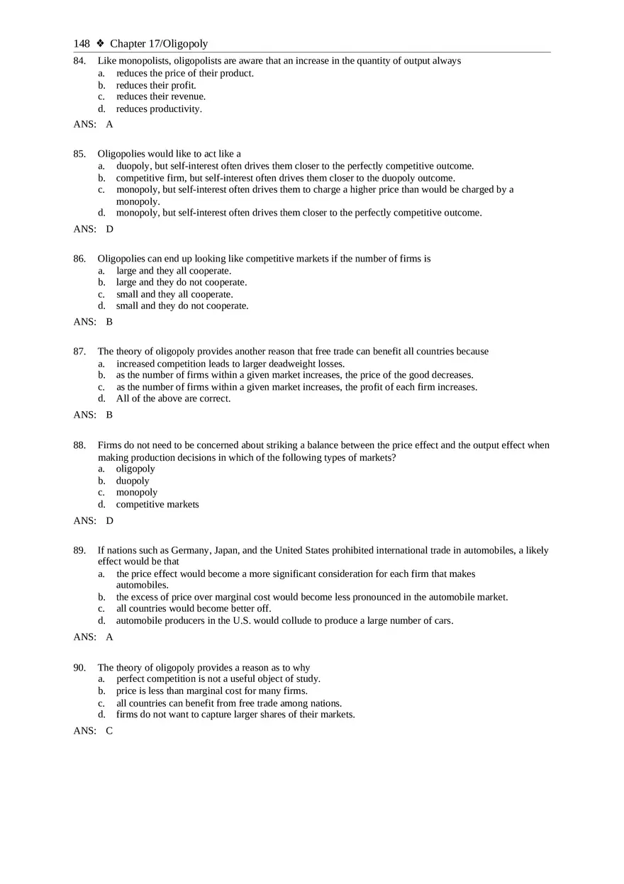 Chapter 17 Oligopoly Sec01 Multiple Choice - Page 9