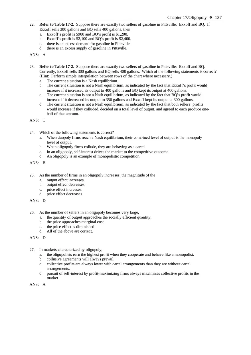 Chapter 17 Oligopoly Sec01 Multiple Choice - Page 17