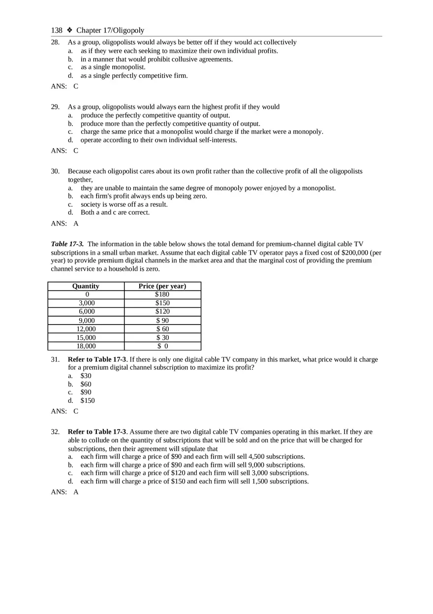 Chapter 17 Oligopoly Sec01 Multiple Choice - Page 18