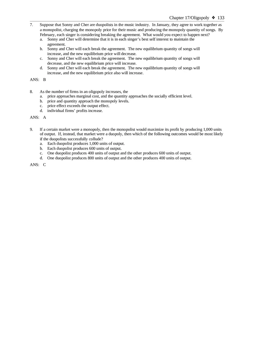 Chapter 17 Oligopoly Sec01 Multiple Choice - Page 2