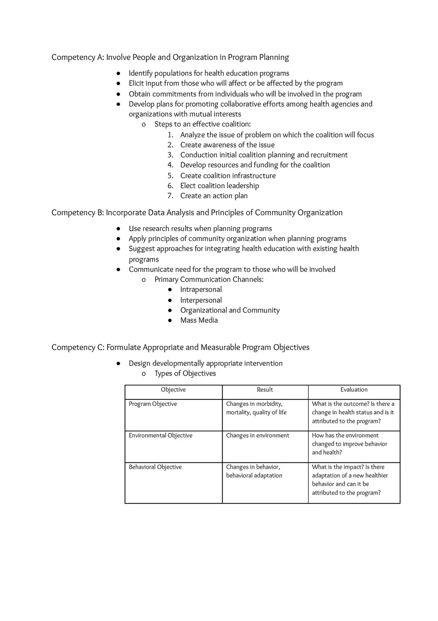 Area of Responsibility II Plan Health Education Strategies, Interventions, and Programs - Page 2