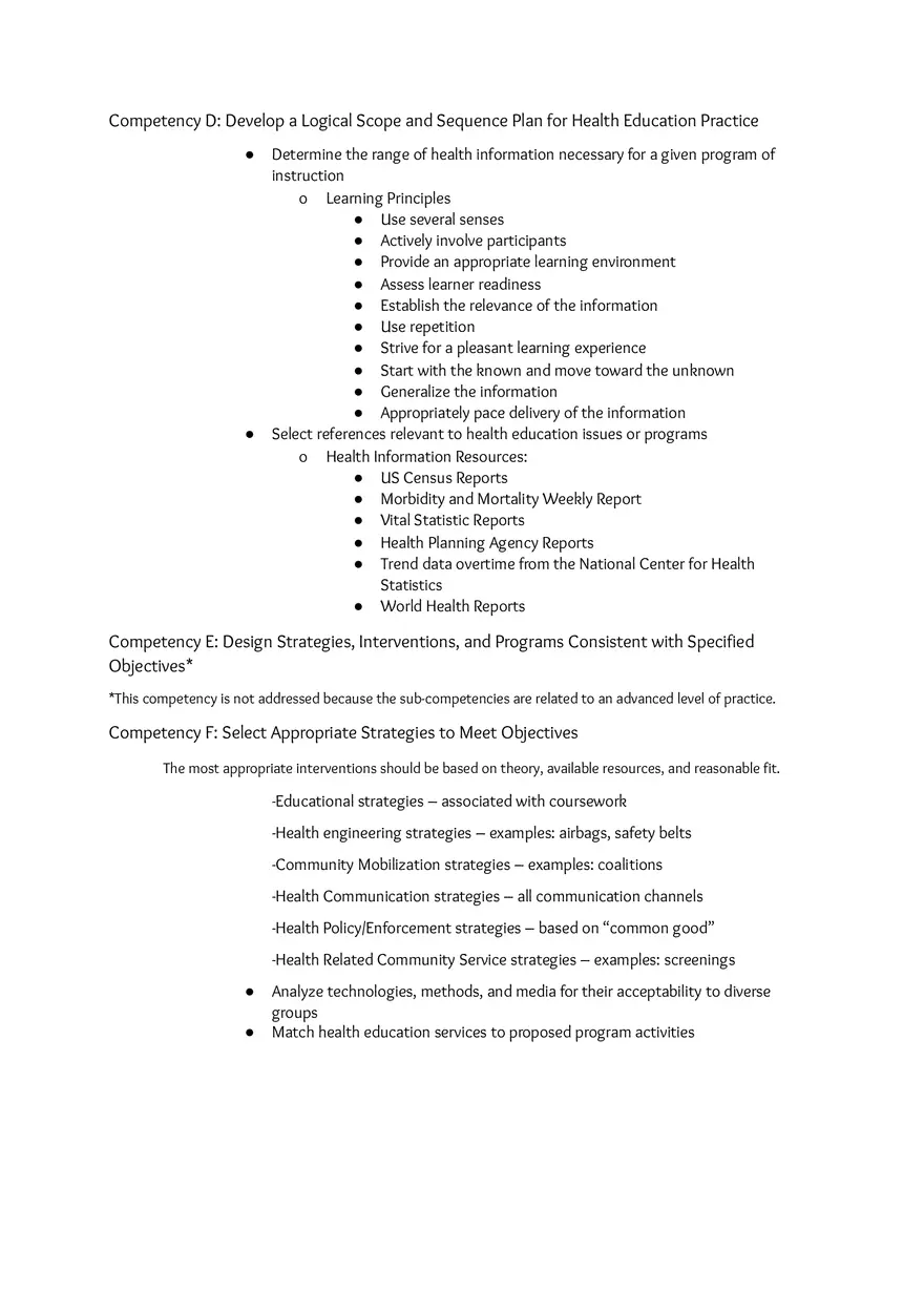 Area of Responsibility II Plan Health Education Strategies, Interventions, and Programs - Page 5