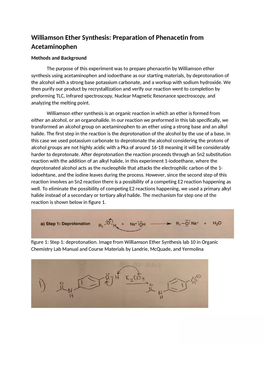 Williamson Ether Synthesis Lab Report - Page 1