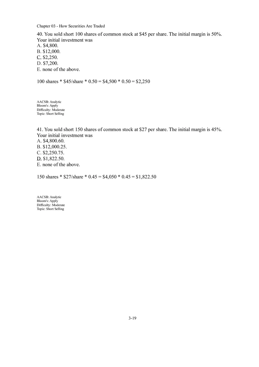 Chapter 03 How Securities Are Traded Answer Key Part 2 - Page 9
