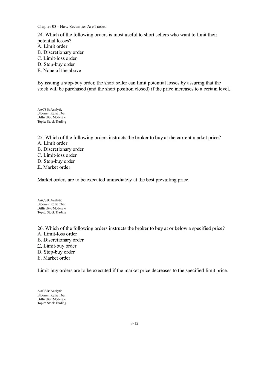 Chapter 03 How Securities Are Traded Answer Key Part 2 - Page 2