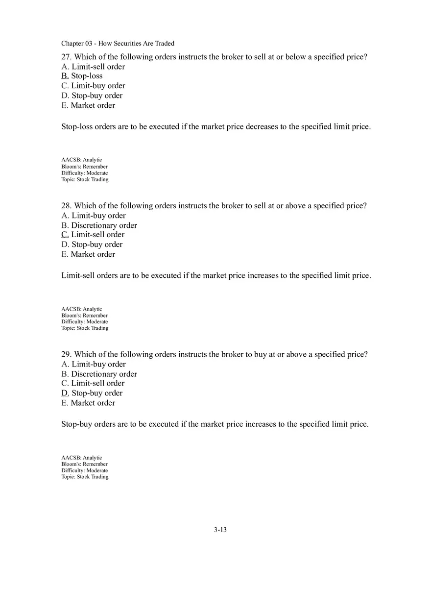 Chapter 03 How Securities Are Traded Answer Key Part 2 - Page 3