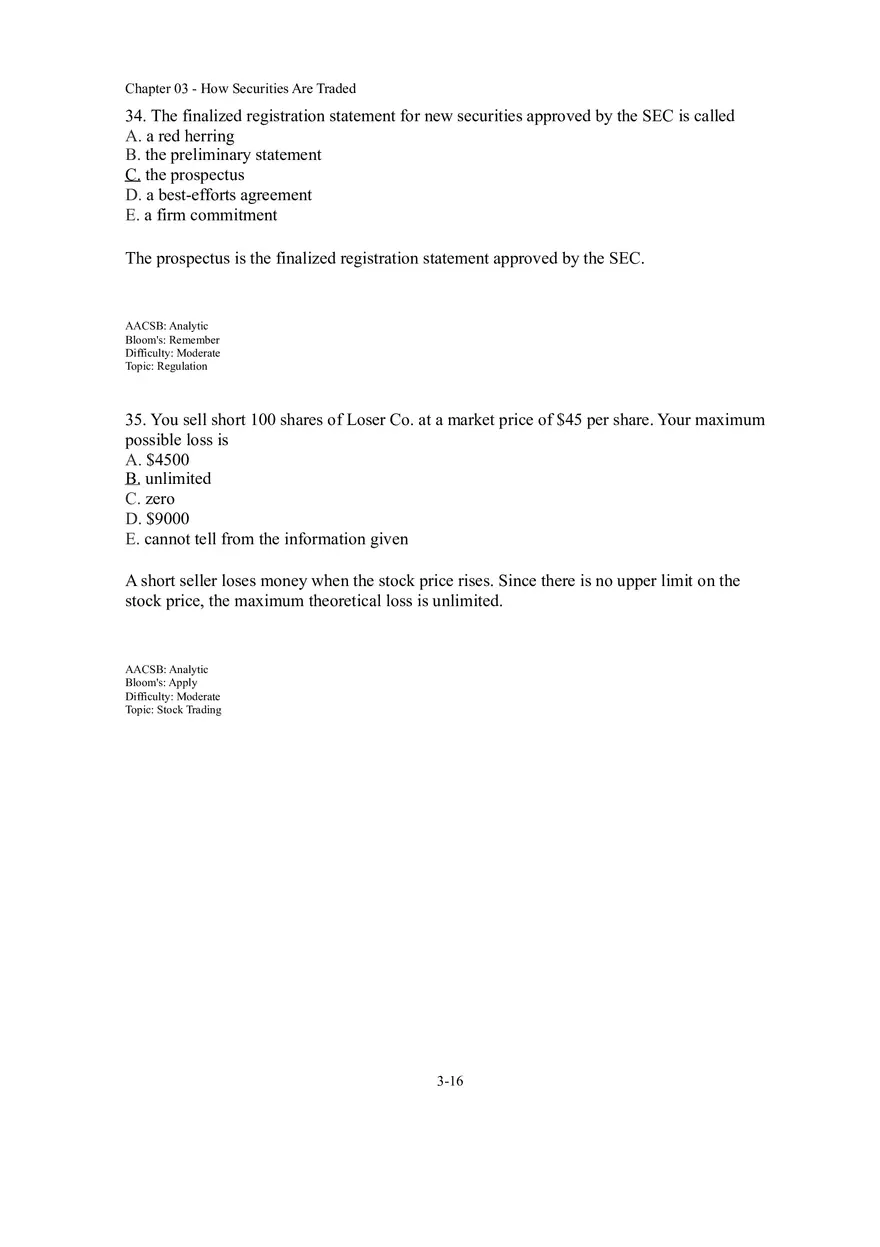 Chapter 03 How Securities Are Traded Answer Key Part 2 - Page 6