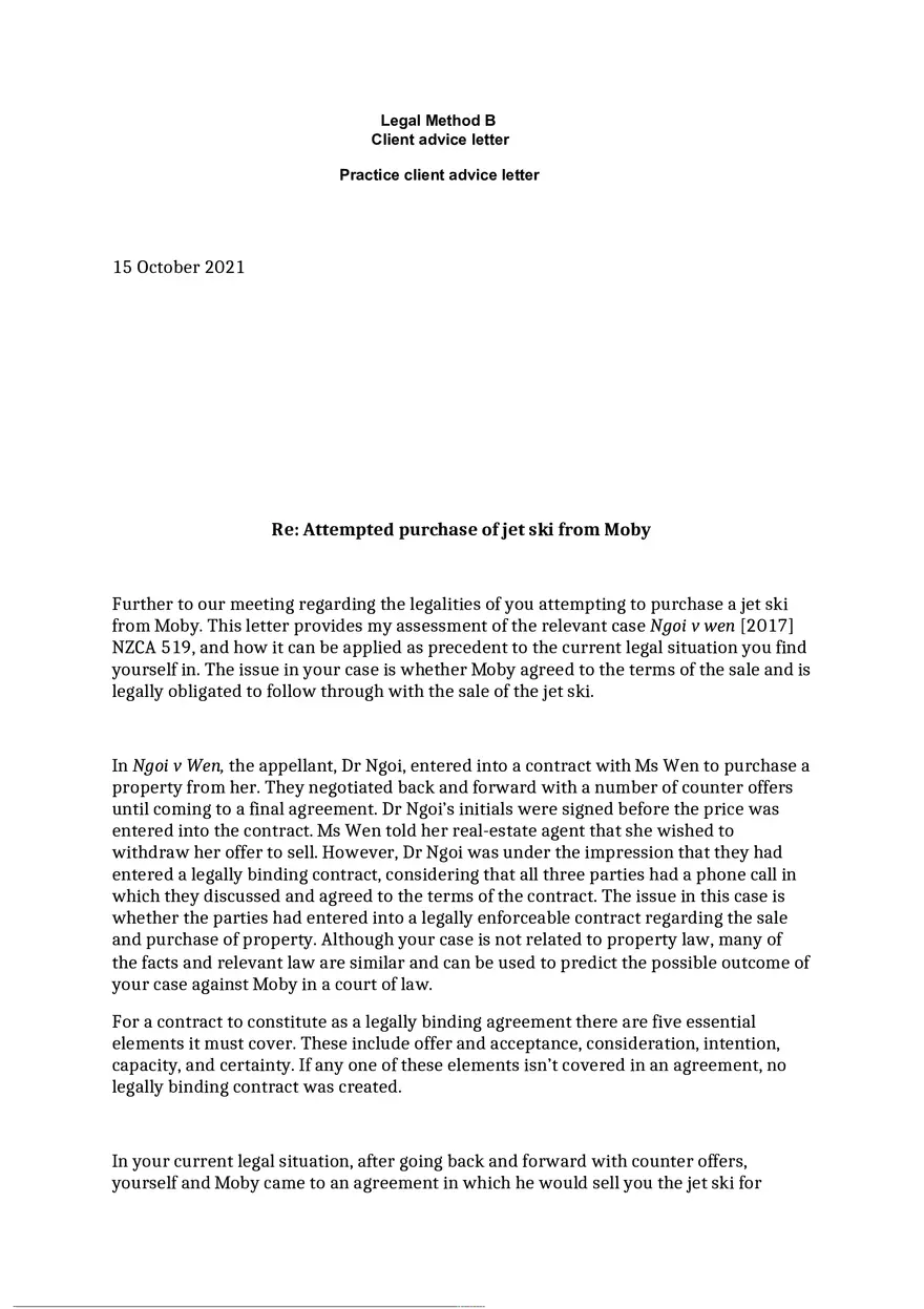 Client Advice Letter - Page 1