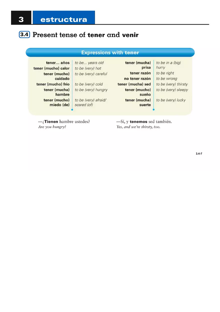 Present Tense of Tener and Venir - Page 7