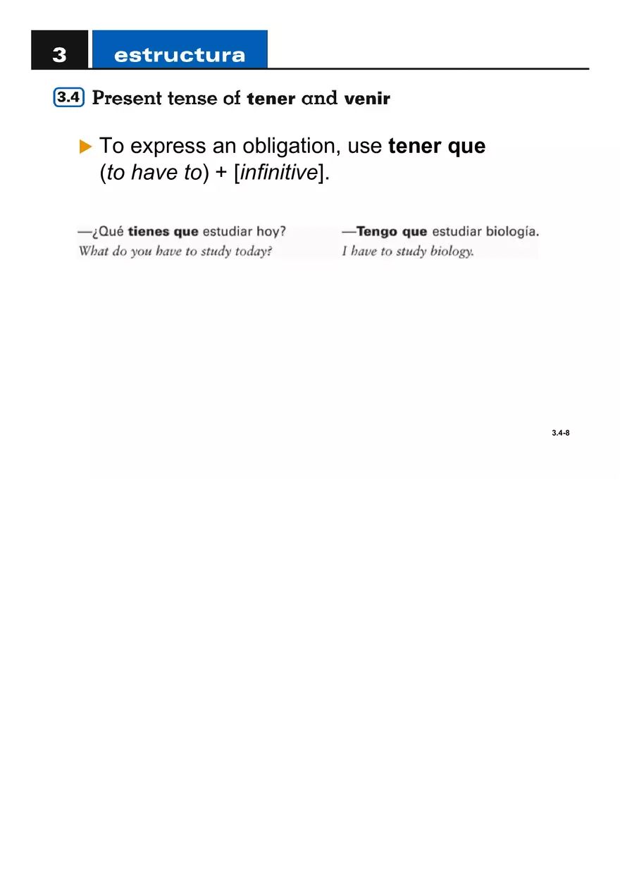 Present Tense of Tener and Venir - Page 8