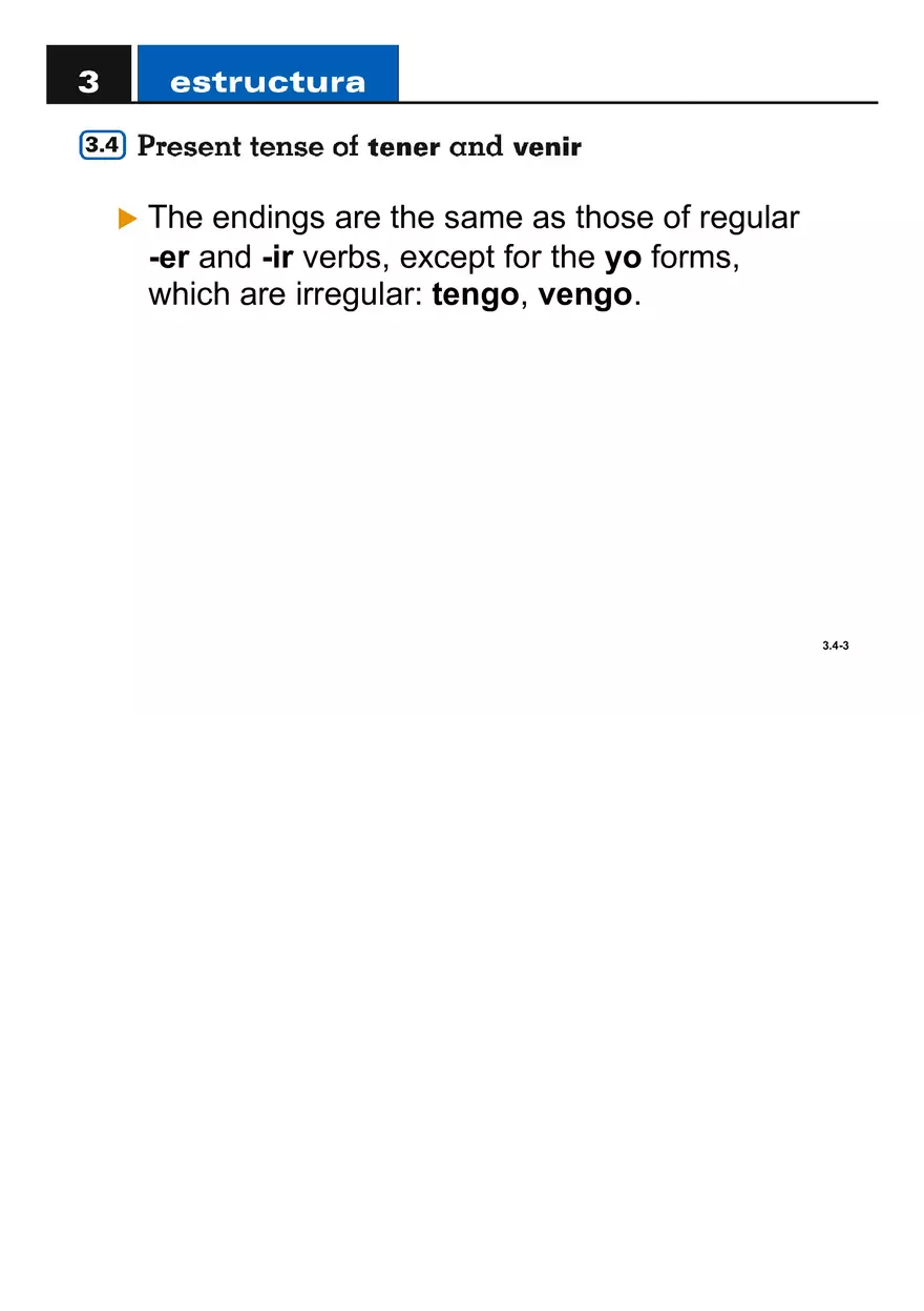Present Tense of Tener and Venir - Page 3