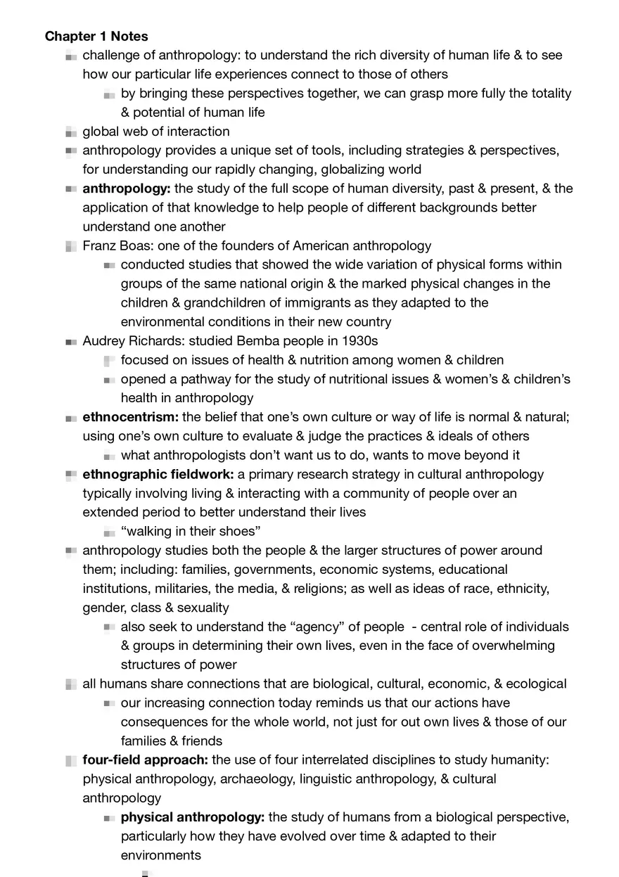 Anthropology Summary - Page 1