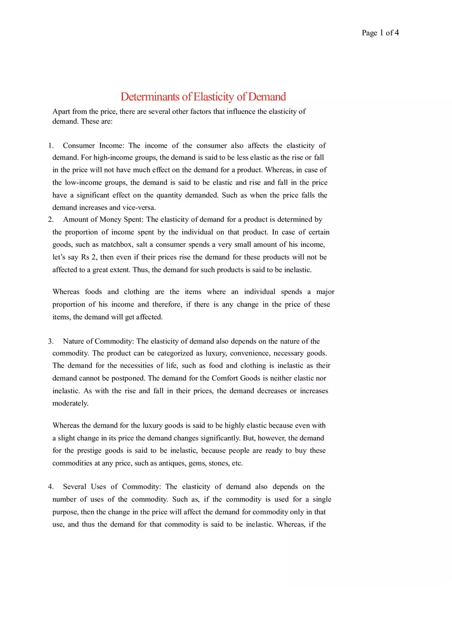 Determinants of Elasticity of Demand - Page 1