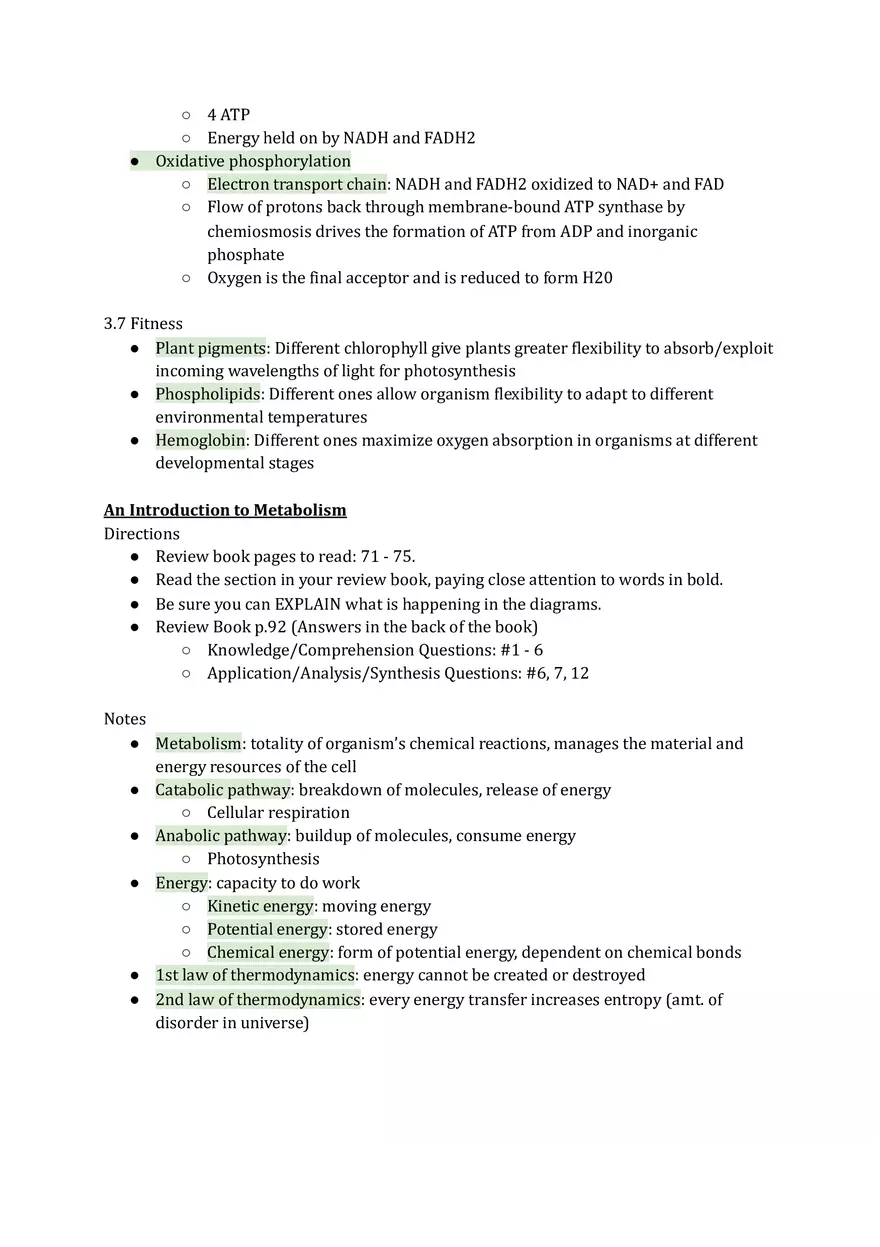 Unit 3 Cellular Energetics - Page 4