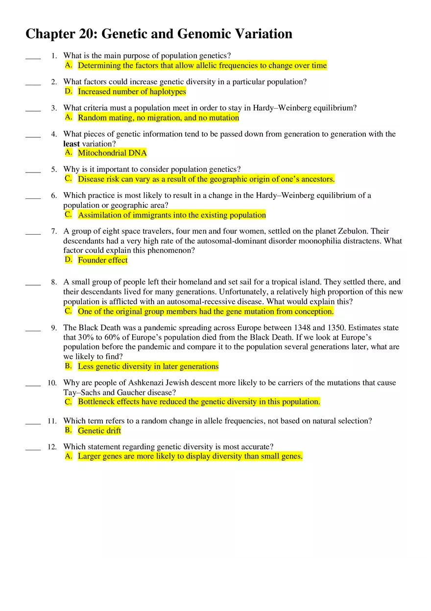 Chapter 20 Genetic and Genomic Variation - Page 1