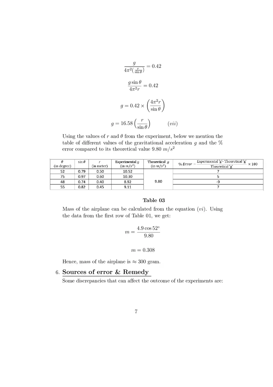 Study of Circular Motion in a Conical Pendulum - Page 7