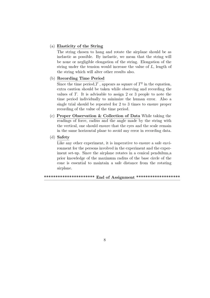 Study of Circular Motion in a Conical Pendulum - Page 8