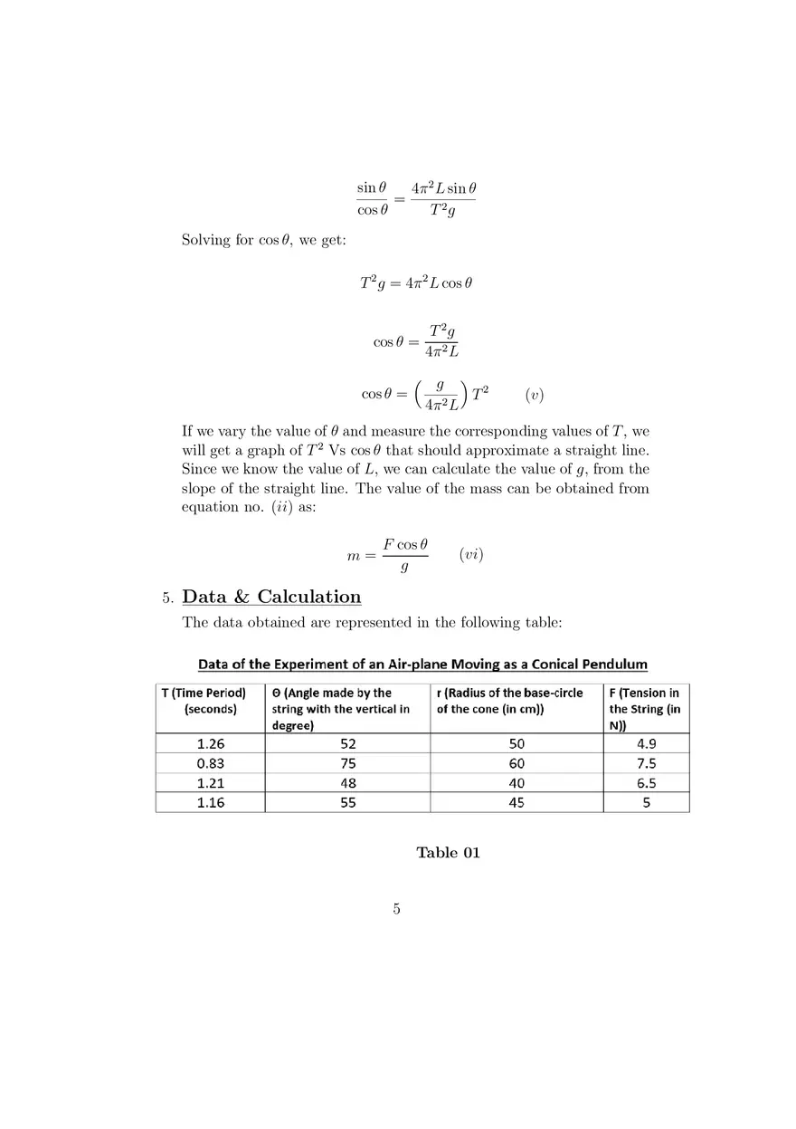 Study of Circular Motion in a Conical Pendulum - Page 5