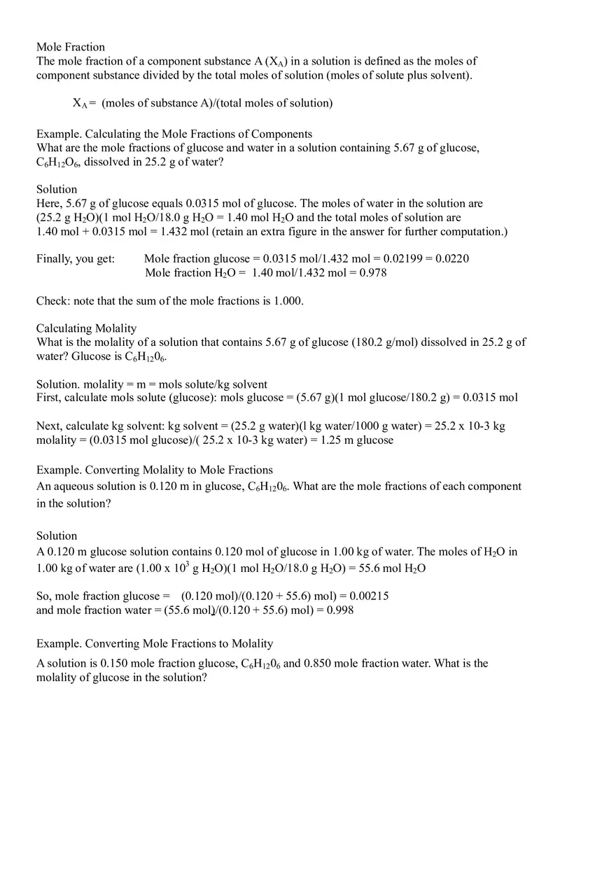 Molarity and Mole fraction - Page 1