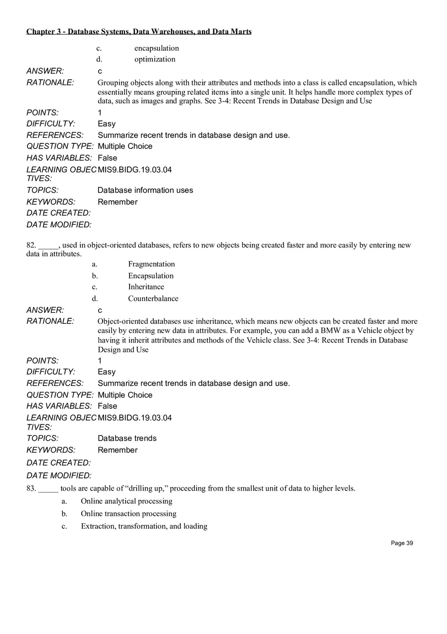 Chapter 3 Database Systems, Data Warehouses, and Data Marts Multiple Choice - Page 26