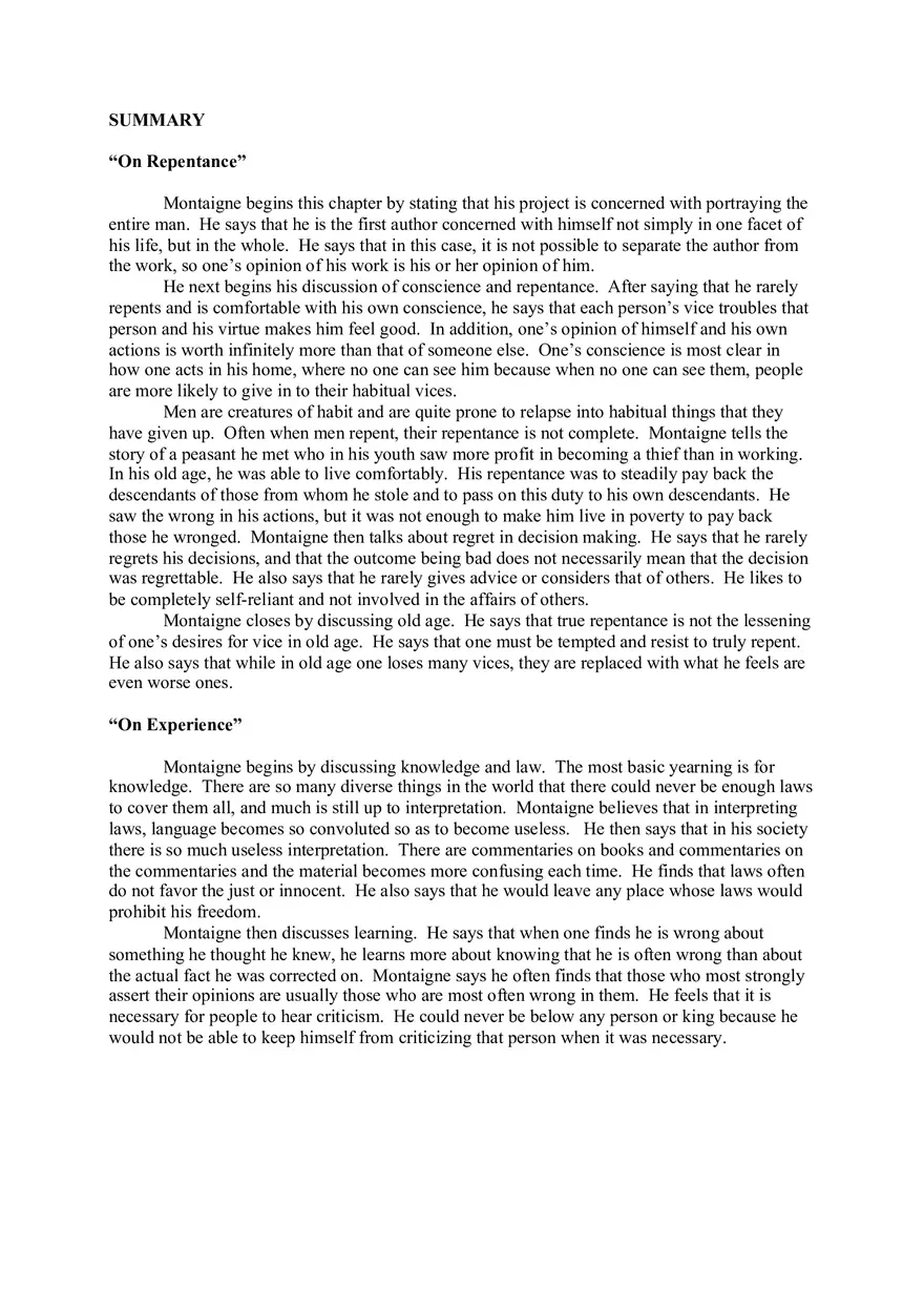 Summary On Repentance Essays - Page 1