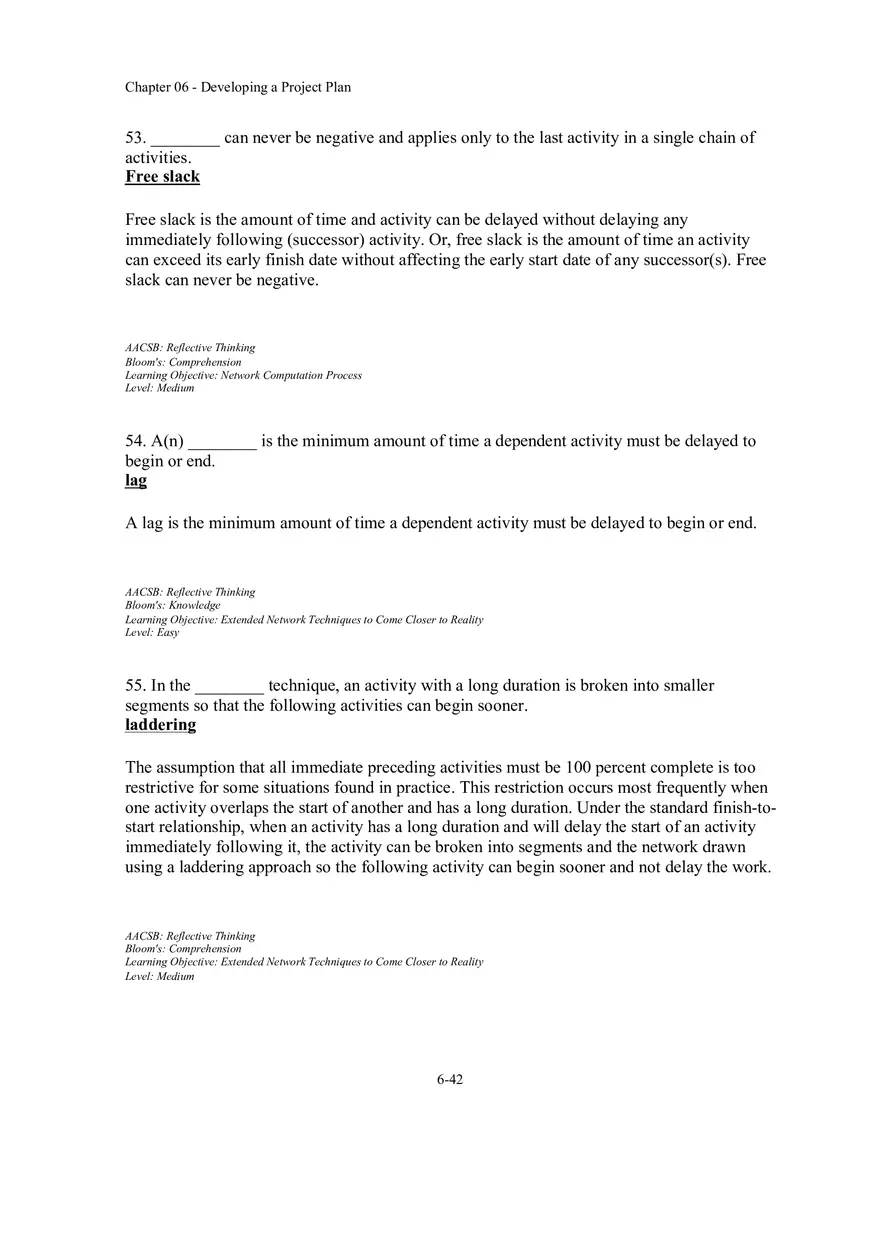 Chapter 06 - Developing a Project Plan Fill in the Blank - Page 7