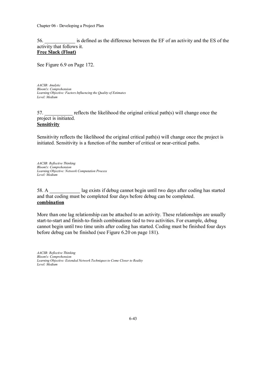 Chapter 06 - Developing a Project Plan Fill in the Blank - Page 8