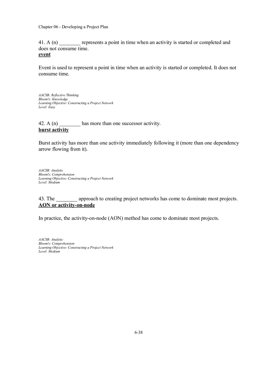 Chapter 06 - Developing a Project Plan Fill in the Blank - Page 3