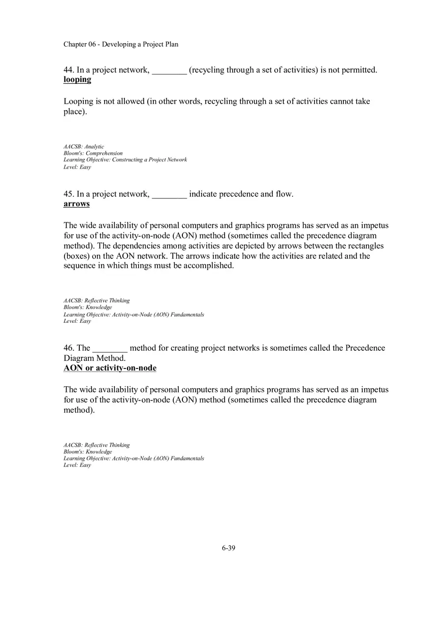 Chapter 06 - Developing a Project Plan Fill in the Blank - Page 4