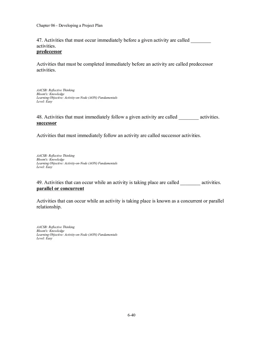 Chapter 06 - Developing a Project Plan Fill in the Blank - Page 5