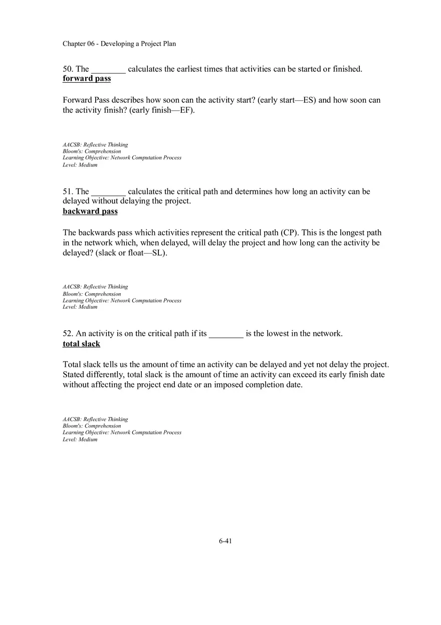 Chapter 06 - Developing a Project Plan Fill in the Blank - Page 6